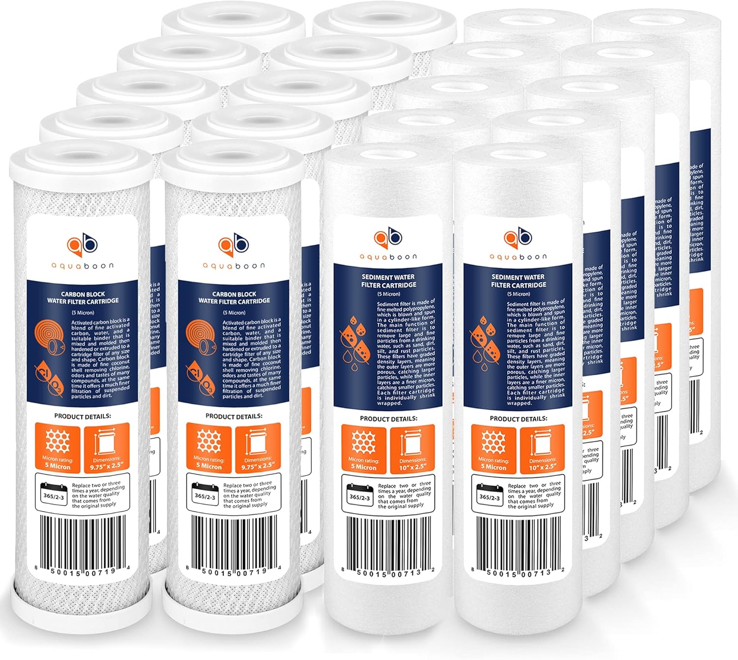 Set of 20 5 Micron 10 inch Water Filter Cartridges T63882