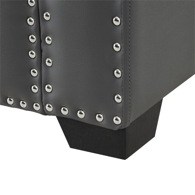 Grey PU Leather Storage Ottoman Bench F82449