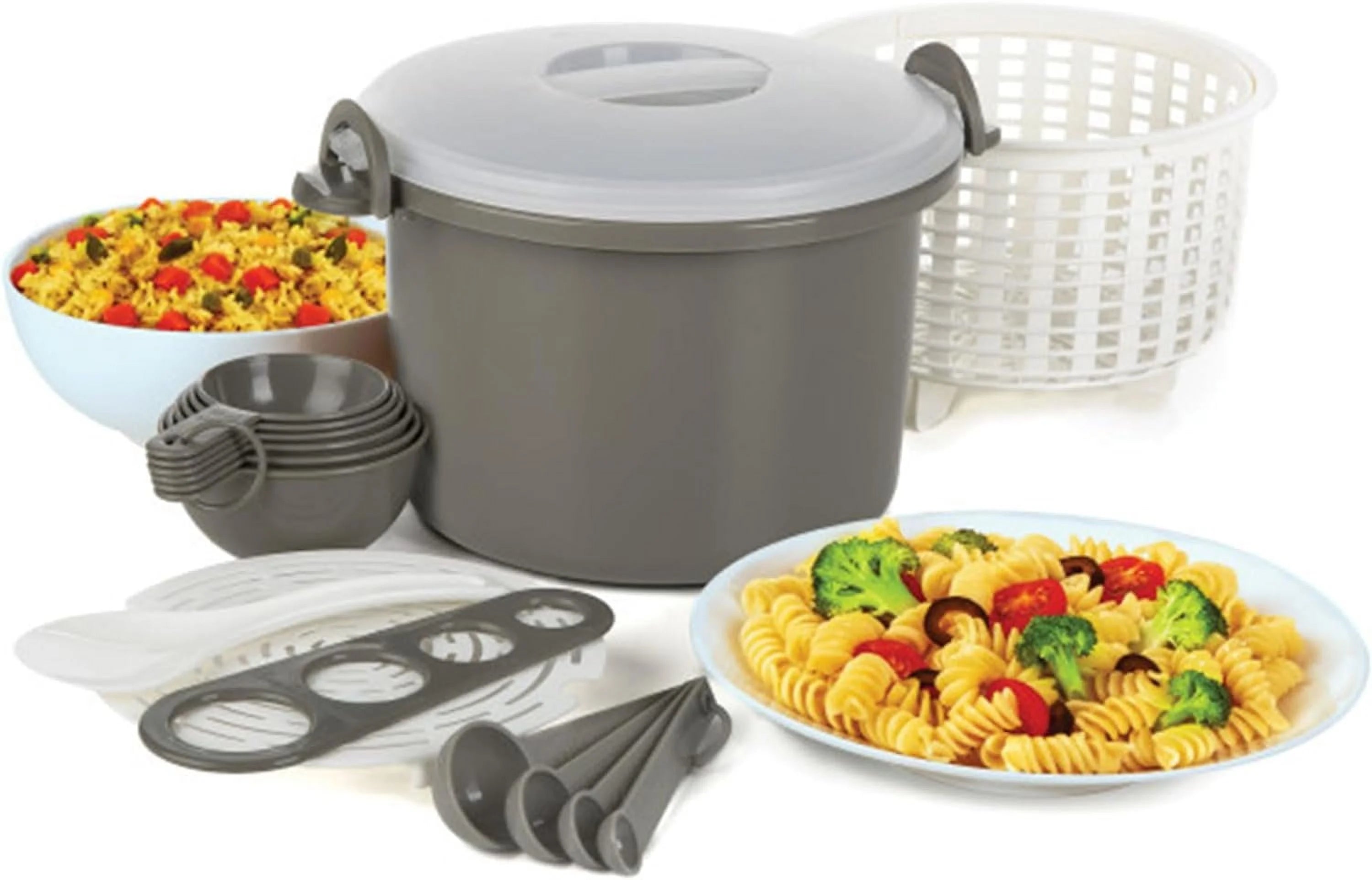 17 Piece Microwaveable Rice And Pasta Cooker With Locking Lid O991