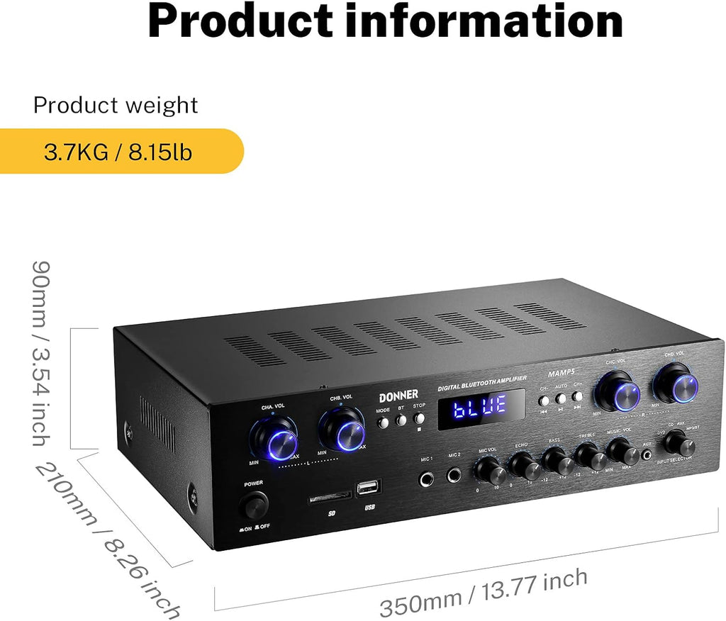 4 Channel 440W Peak Power Stereo Audio Amplifier Receiver U351