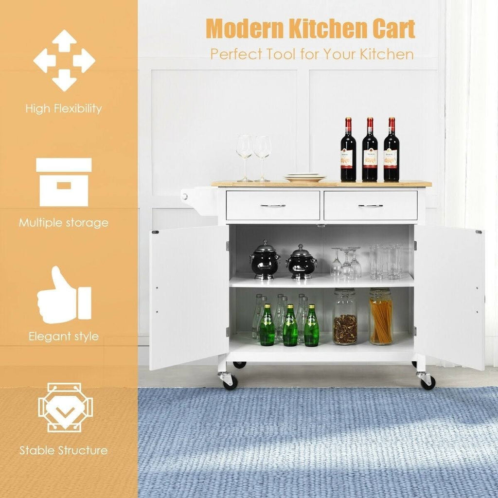 Brown Wooden Top Rolling Kitchen Cart L408