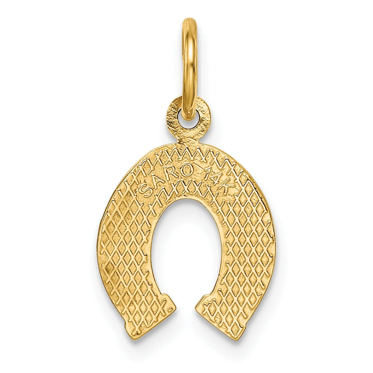 14K Yellow Gold Horseshoe Pendant Charm with 10K Yellow Gold Rope Chain Necklace 20'' P105