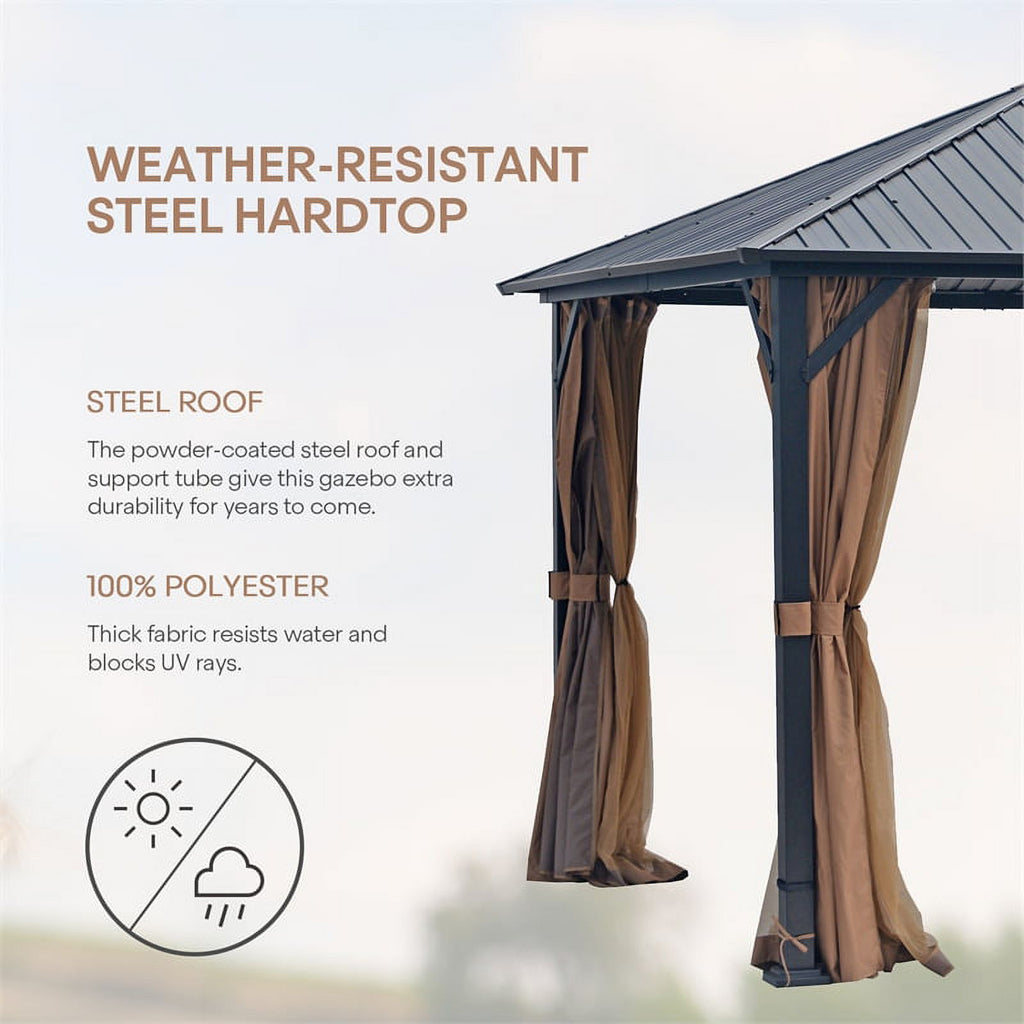 10x12 Hardtop Metal Canopy Gazebo with Netting G997955