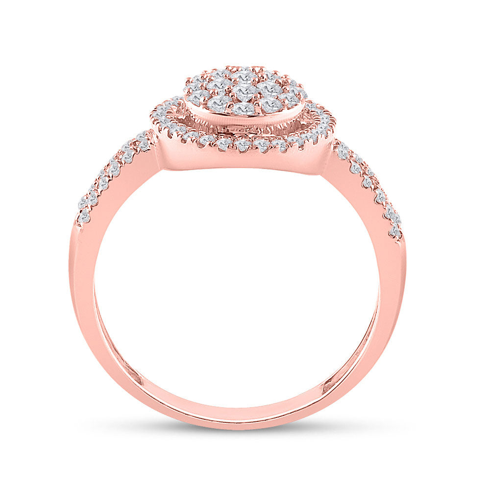 10kt Rose Gold Diamond Circle Cluster Ring 1/2 Cttw Size 7.5 E146