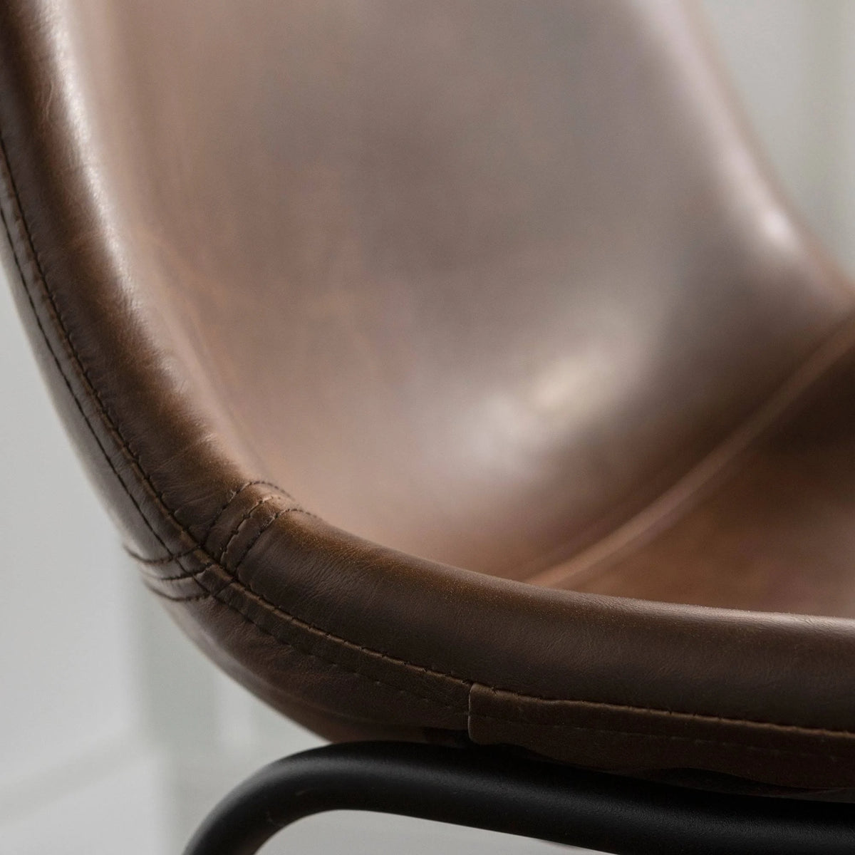 Faux Leather Bar Stool Set of 2 Brown D3025