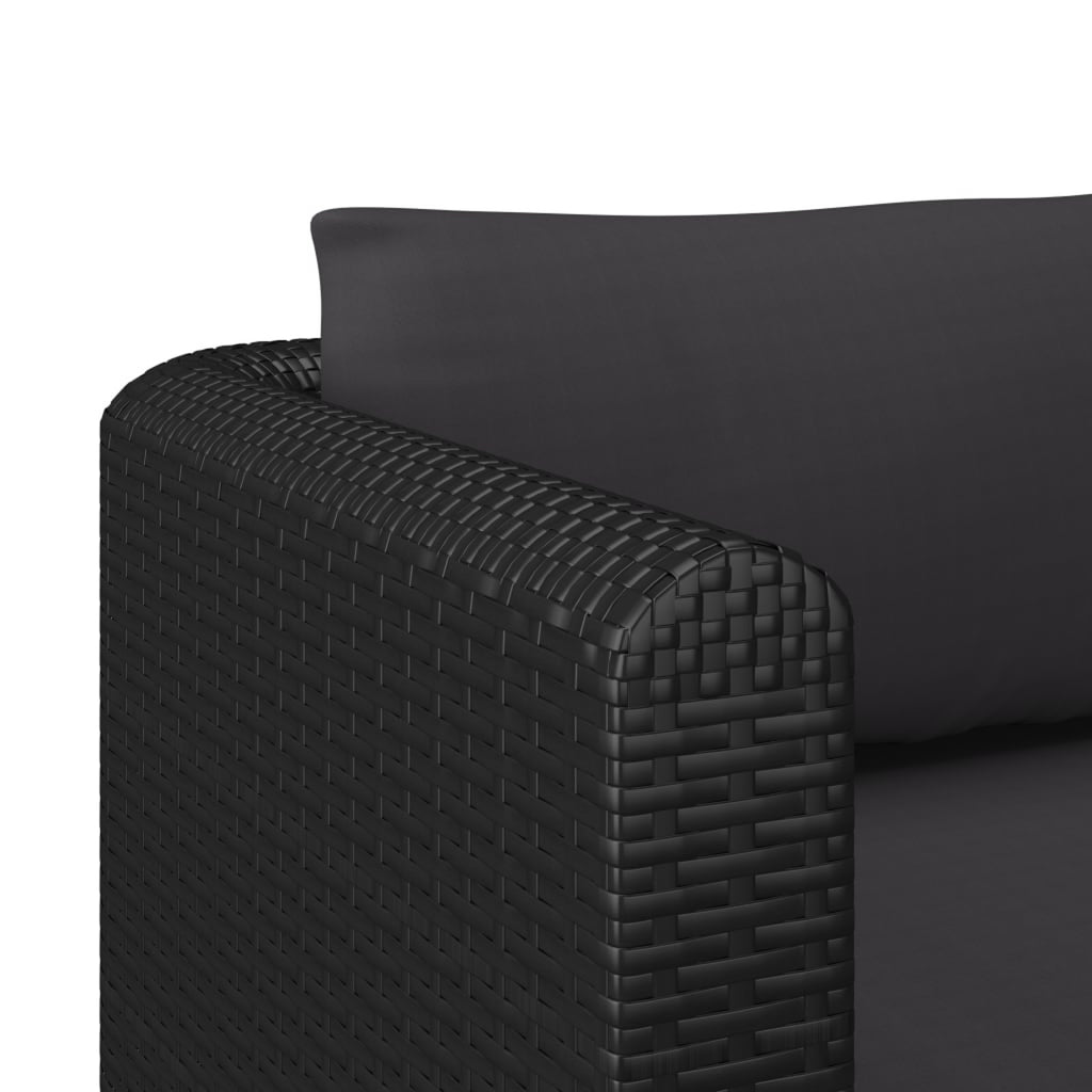 2 Piece Patio Sofa Set with Cushions Poly Rattan Black B75709