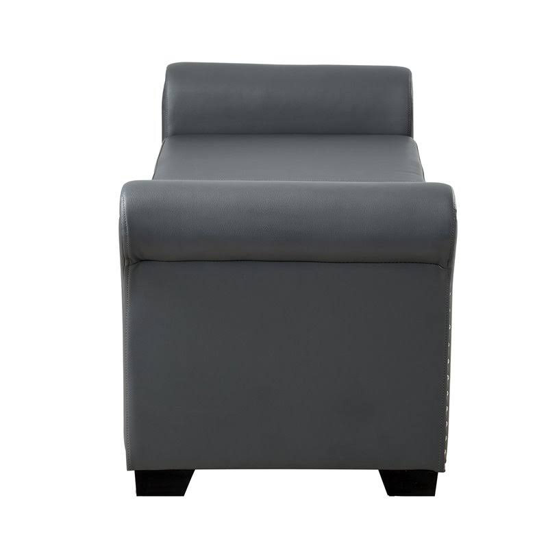 Grey PU Leather Storage Ottoman Bench F82449