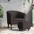 Brown Faux Leather Tub Chair with Footstool J996582