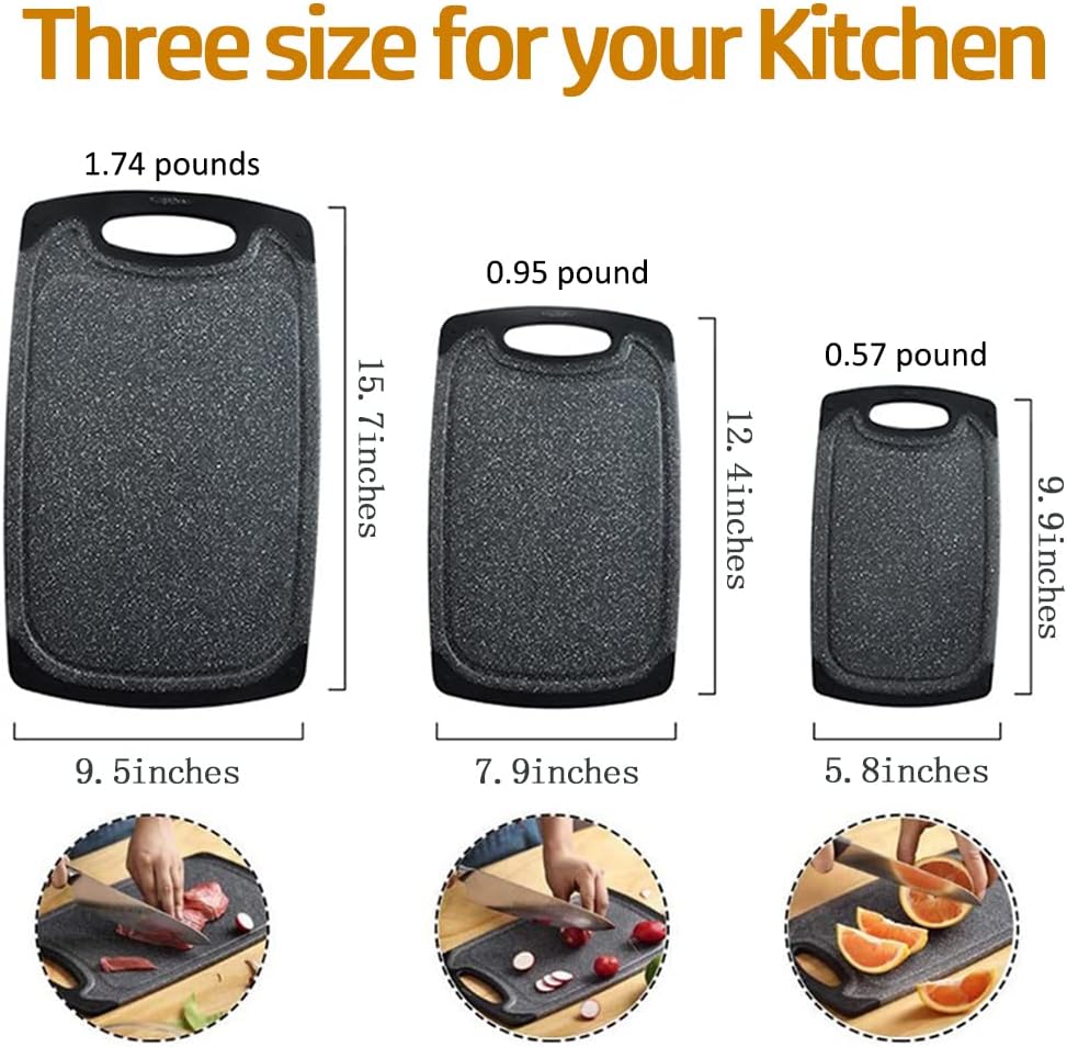 Set of 3 Cutting Boards with Juice Grooves & Carrying Handle M6846