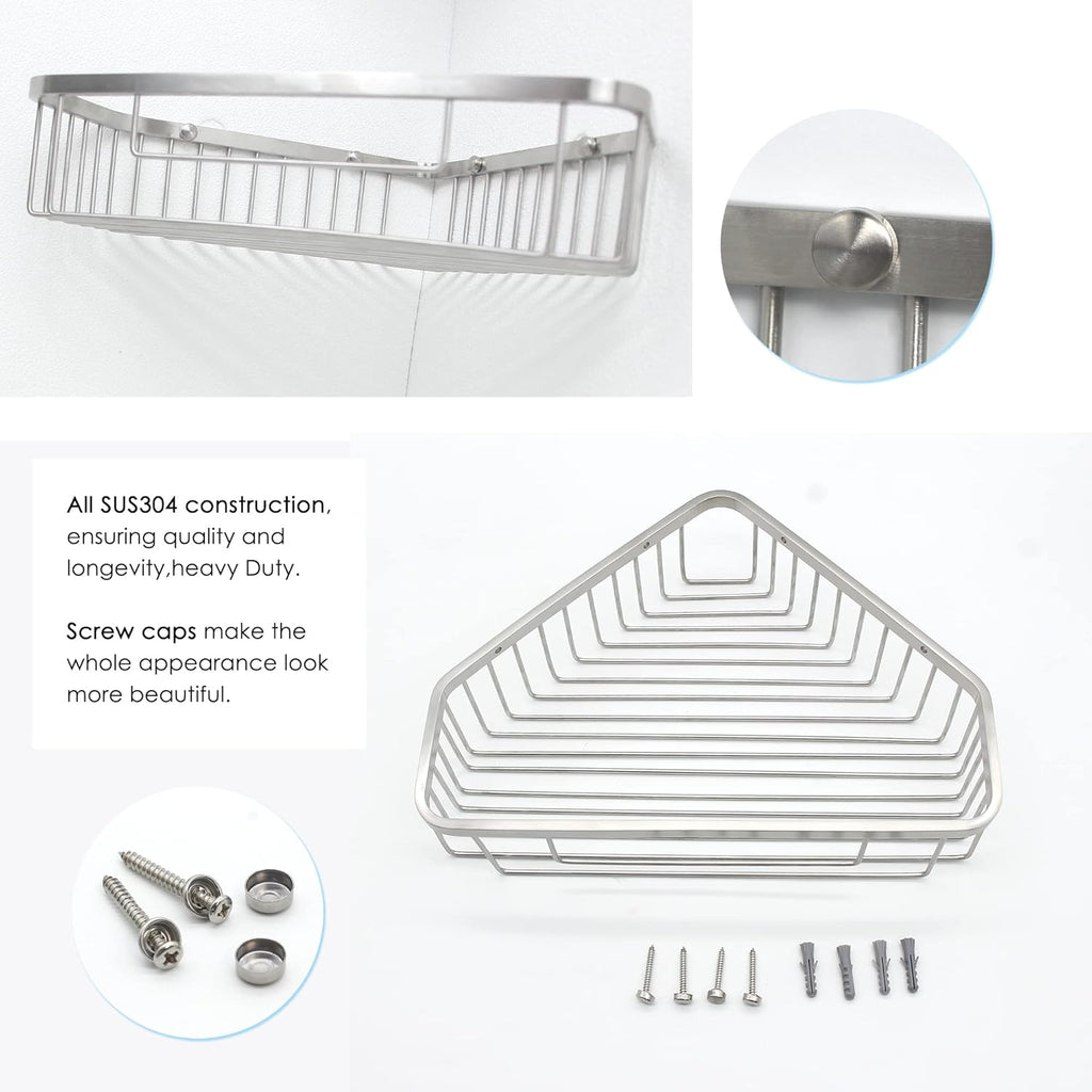 Brushed Nickel SUS304 Stainless Steel Corner Shower Caddy Basket L503
