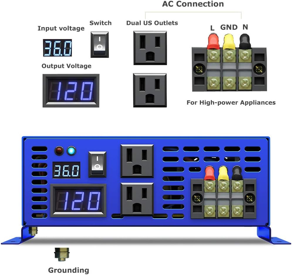 4000W Pure Sine Wave Power Converter with Wireless Remote Control X731507