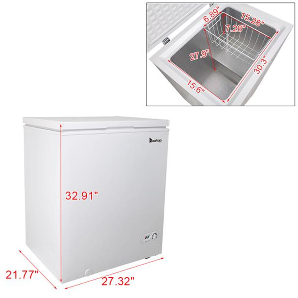 White Single Door Horizontal Freezer, 143L / 5.0 CU.FT V593