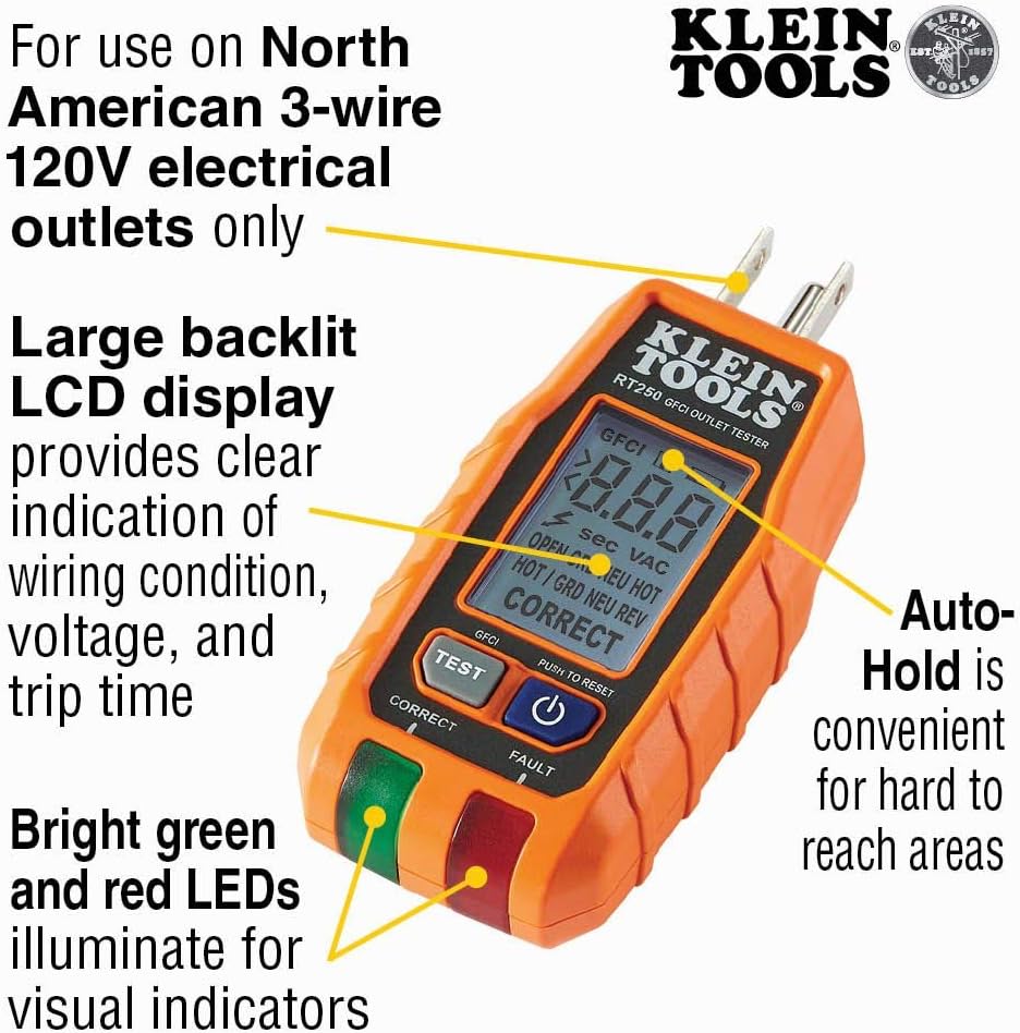 Digital Multimeter Electrical Test Kit with Non-Contact Voltage Tester, Receptacle Tester, Test Leads, Pack of 2 H44798