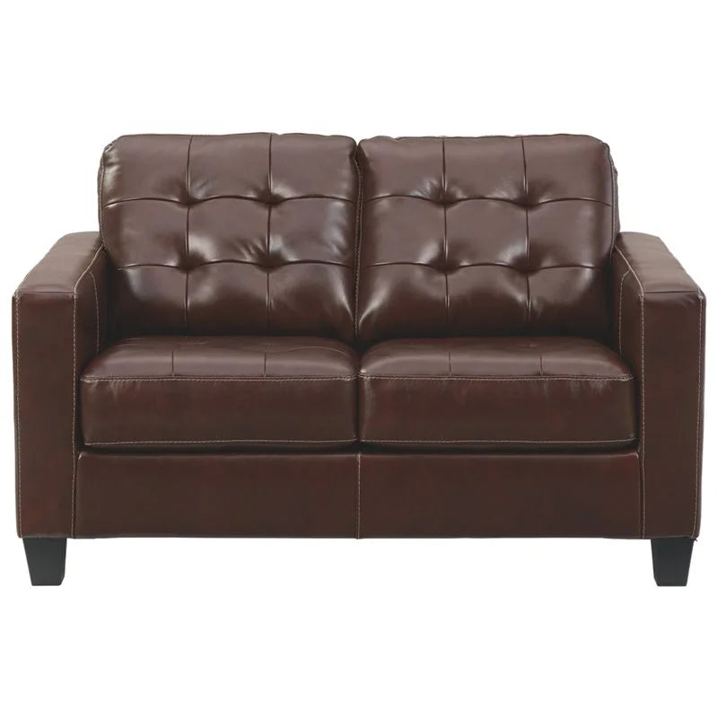 Walnut Leather Loveseat I418