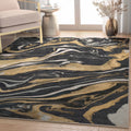 Black Gold Flatweave Area Rug W901682