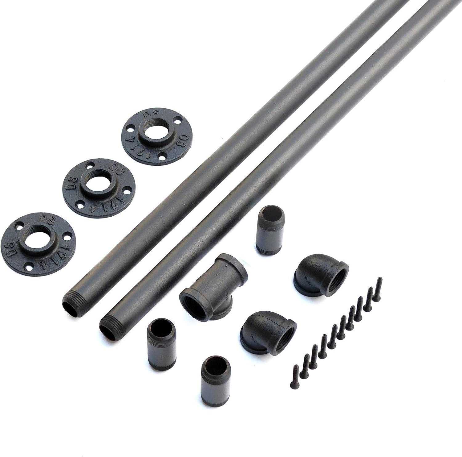 Black Industrial Wall Mount Pipe Handrail U264