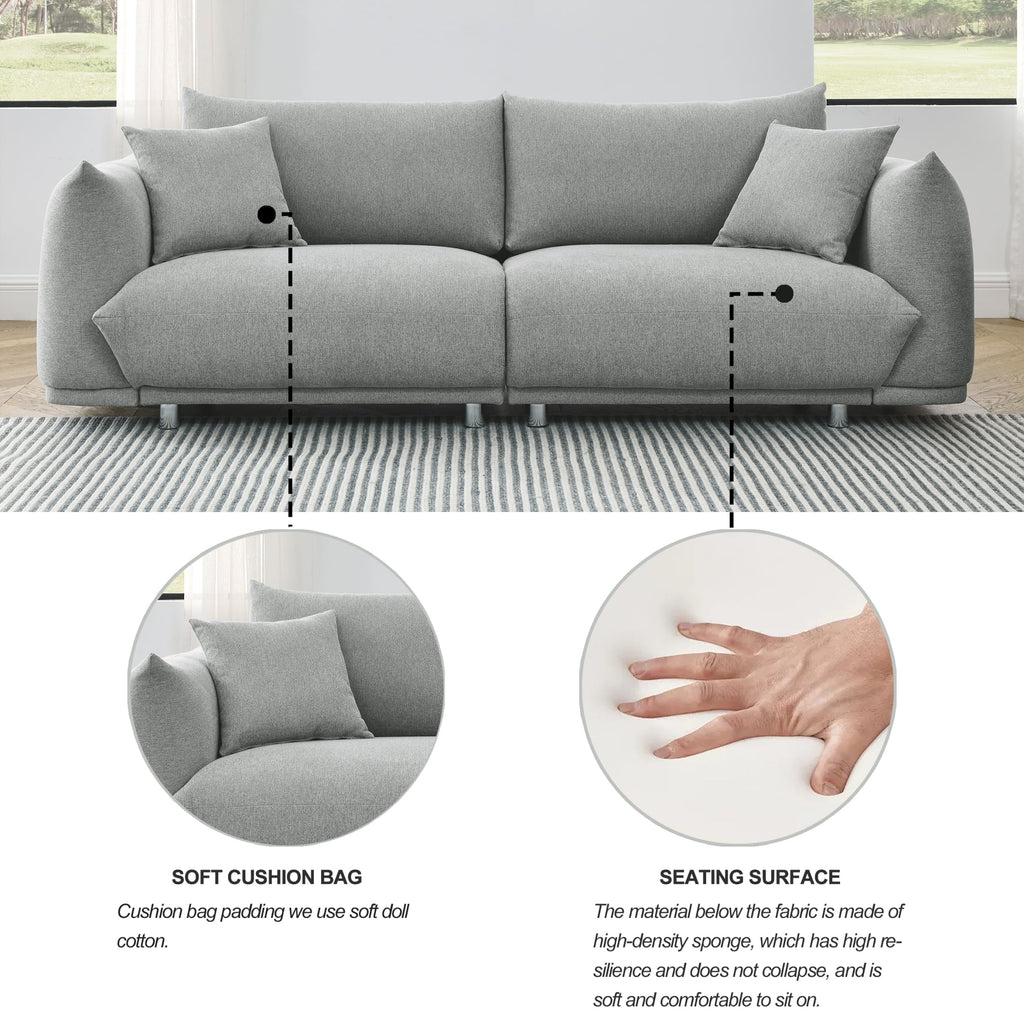 3-seater + 2-seater + 1-seater Combination Sofa with Solid Wood Frame and Metal Legs, 5 Pillows B2414