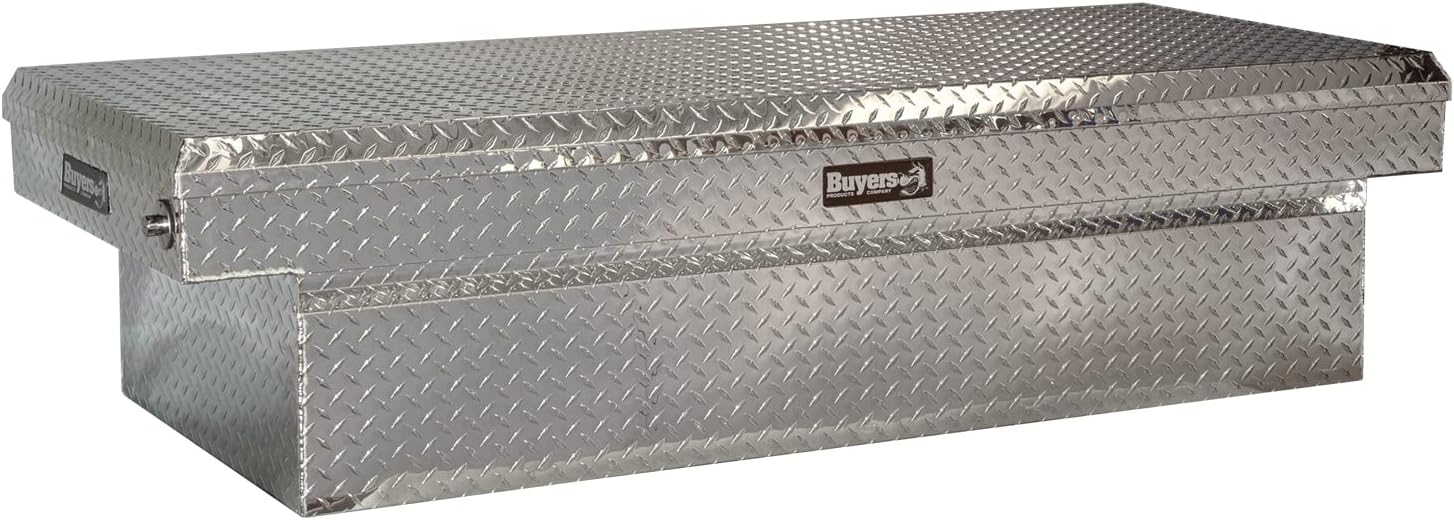 Heavy Duty Saddle Truck Tool Box, Diamond Tread Aluminum, 71x27x18, Silver O519