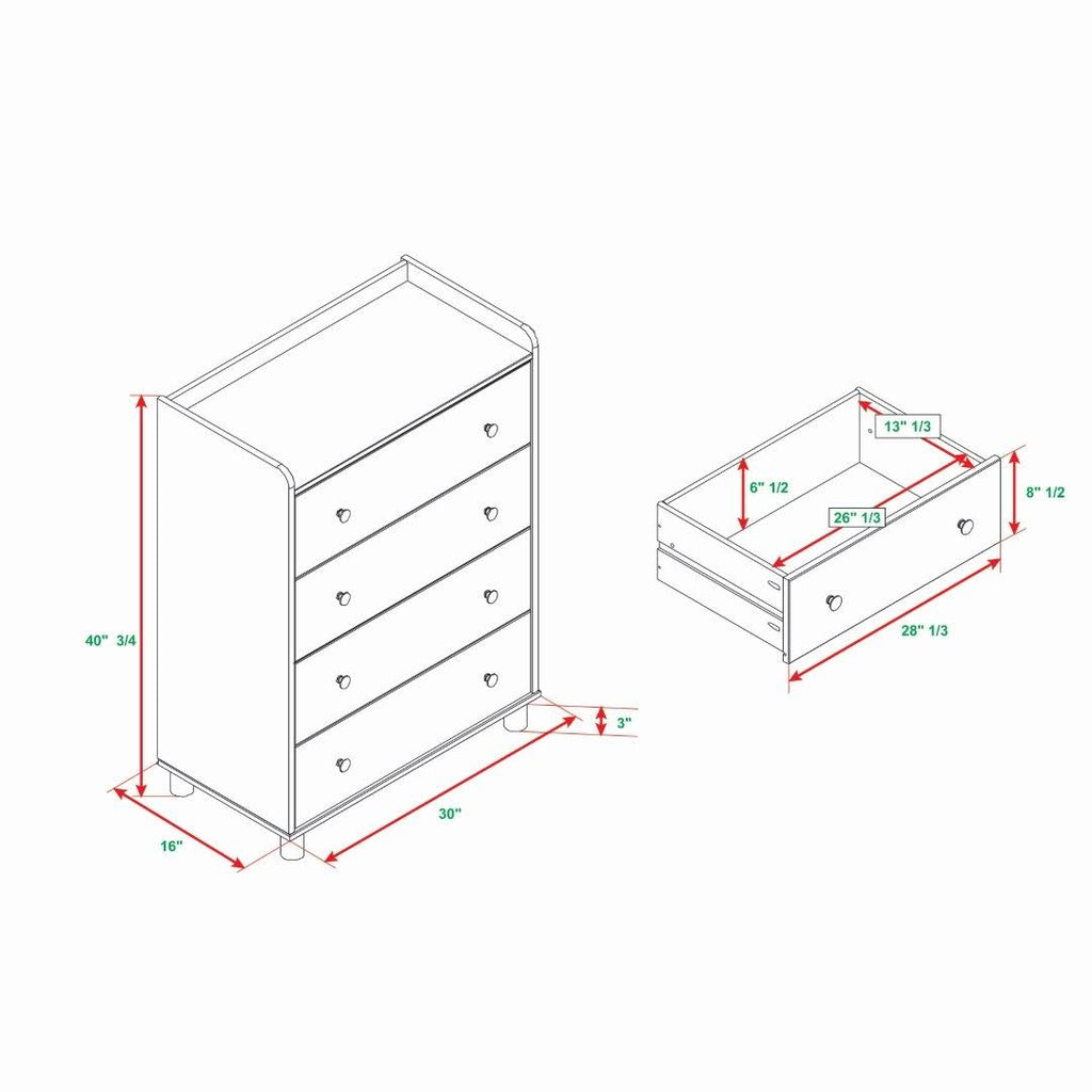 4 Drawer Solid Wood Chest - Caramel H9773
