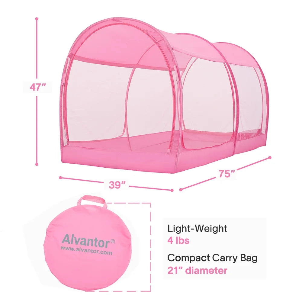 Twin Size Pink Bed Tent Mosquito Net Privacy Space G505190