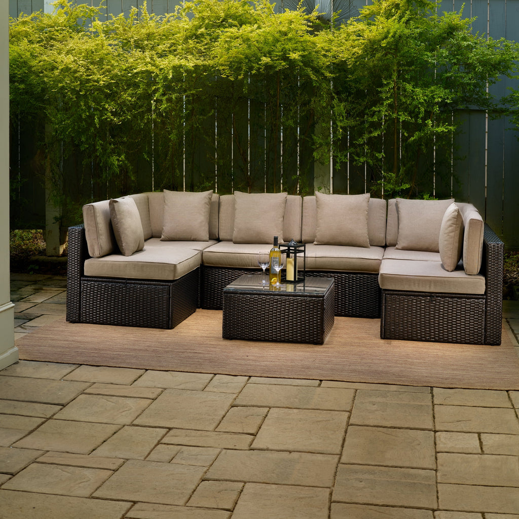 Tan Resin Wicker Modular Sectional A93988
