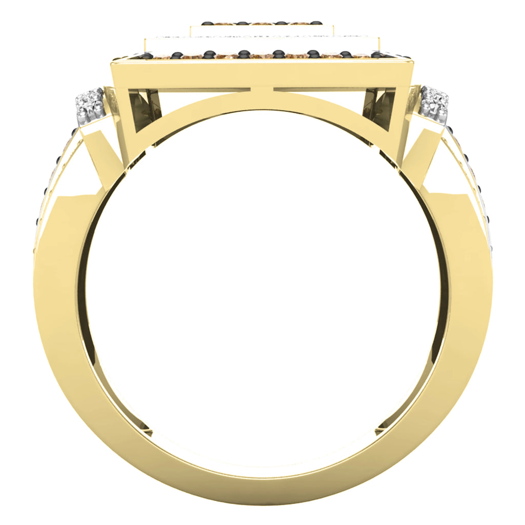 1.00 Carat Round Champagne & White Diamond Bridal Ring in 10K Yellow Gold, Size 5 E3260