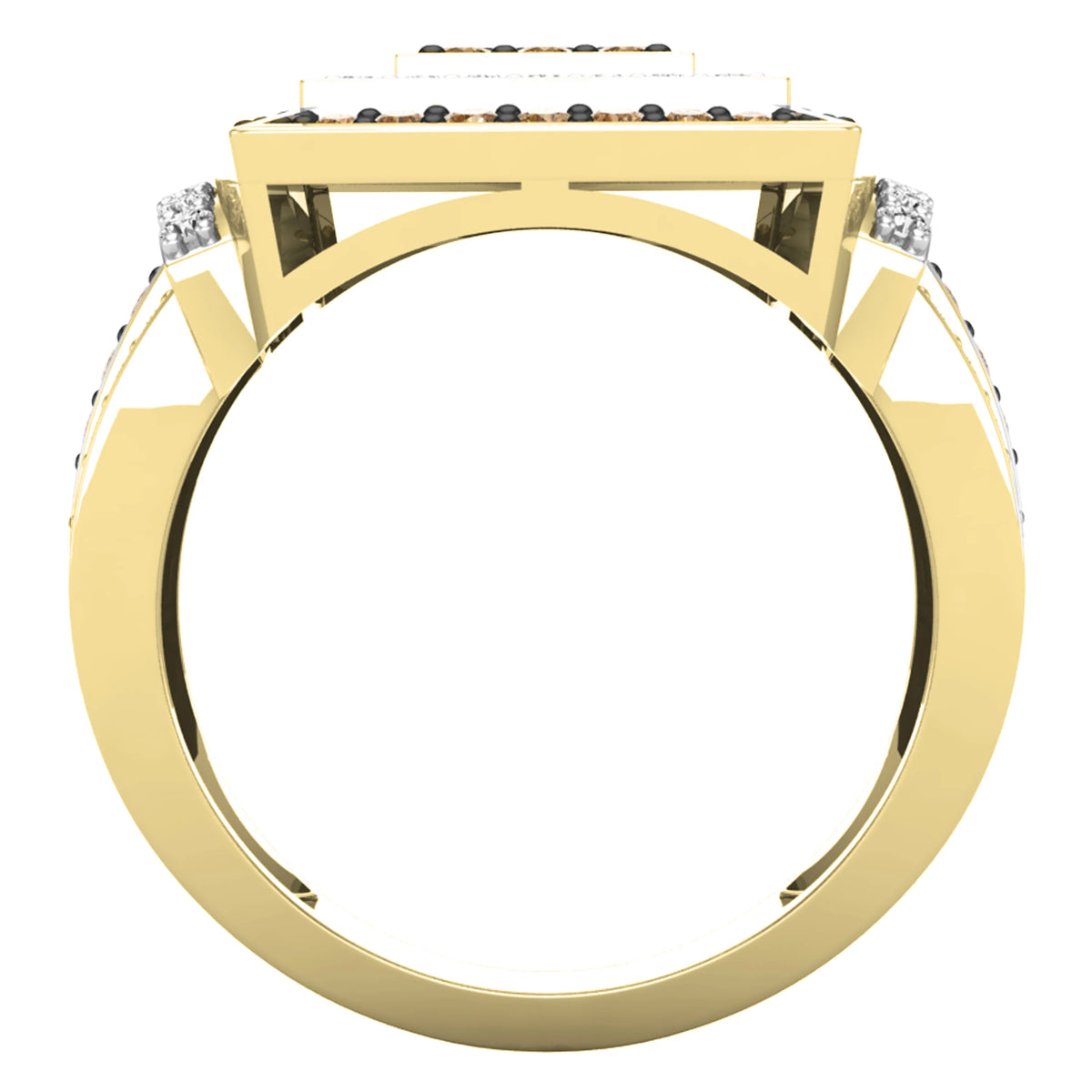 1.00 Carat Round Champagne & White Diamond Bridal Ring in 10K Yellow Gold, Size 5 E3260
