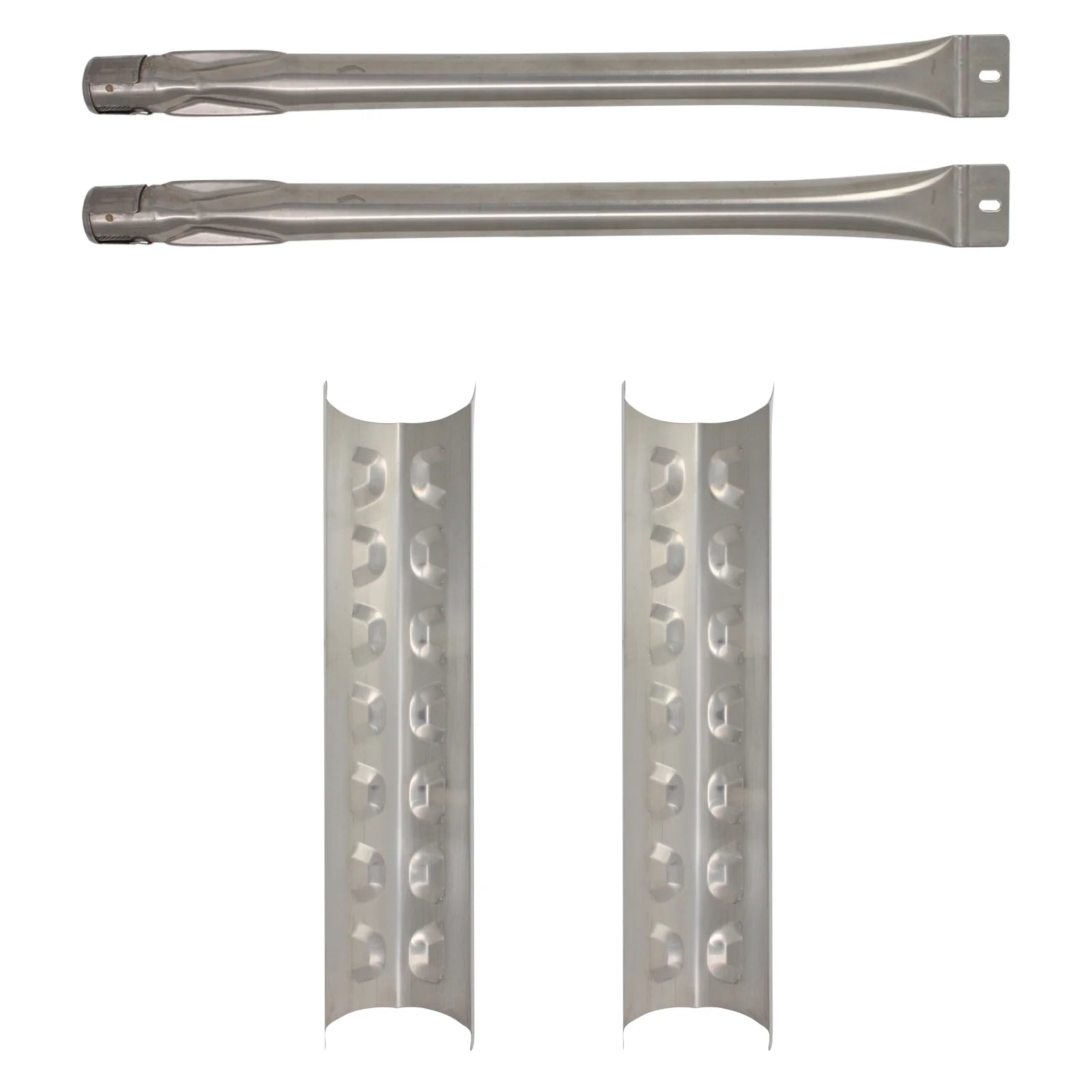 2-Pack Stainless Steel BBQ Gas Grill Tube Burner & Heat Shield Plate Replacement Parts Q5709
