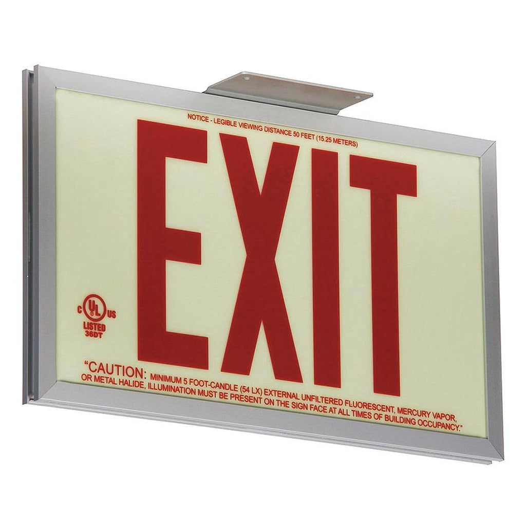 Red Photoluminescent Aluminum Exit Sign Y39639