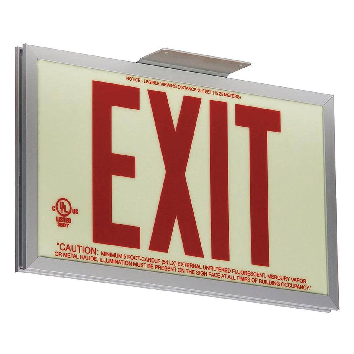 Red Photoluminescent Aluminum Exit Sign Y39639