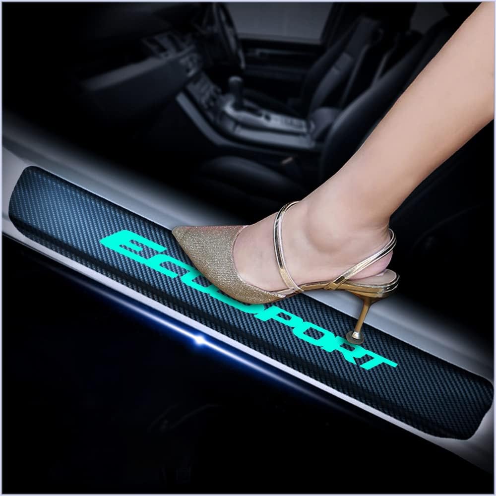 4Pcs Car Door Sill Scuff Plate Cover Carbon Fiber Sticker red I4010