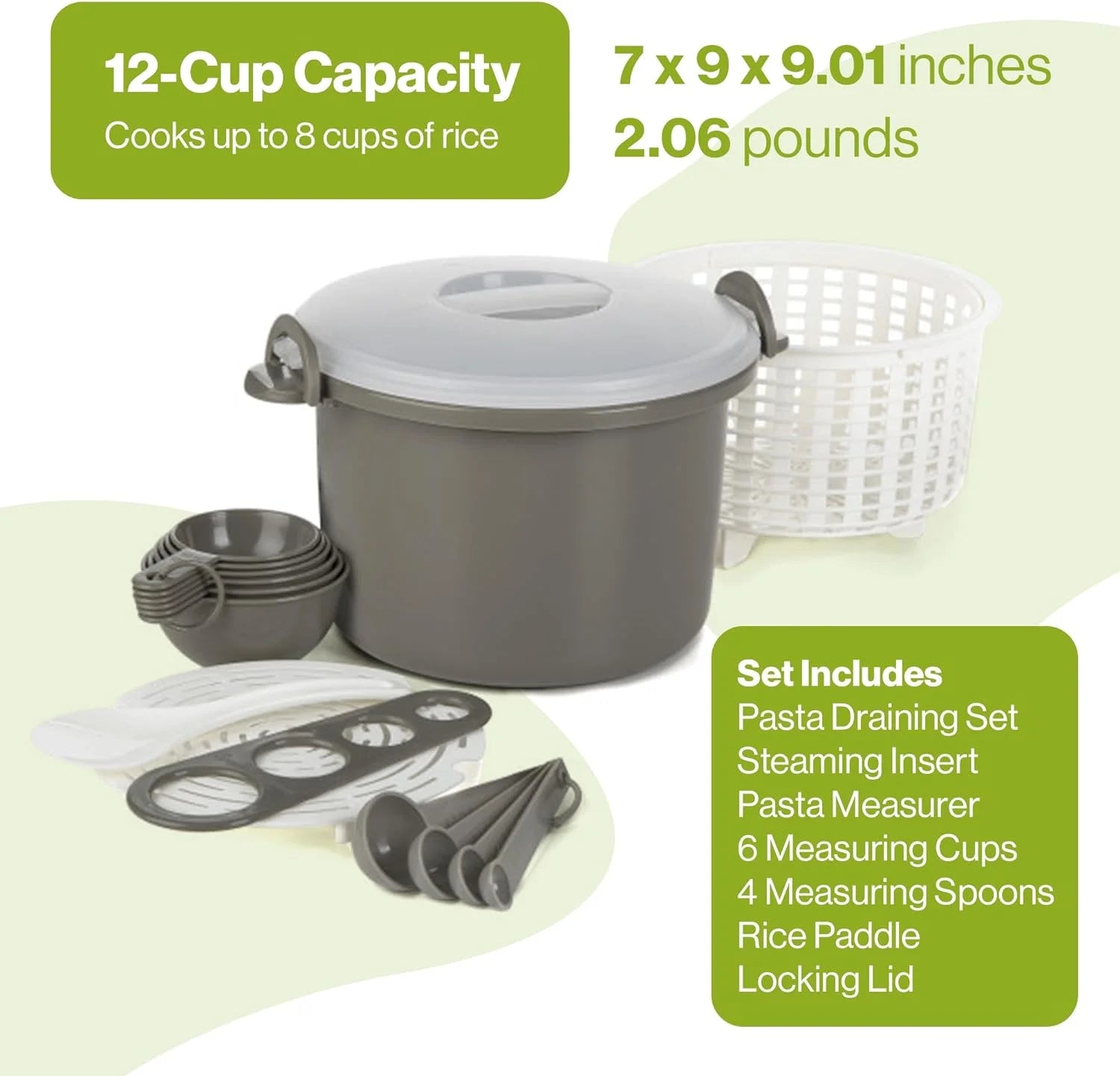 17 Piece Microwaveable Rice And Pasta Cooker With Locking Lid O991