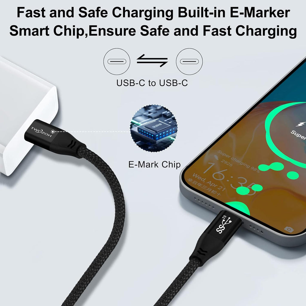 4K USB C Cable 100W 15FT 2 Pack USB 3.2 Gen 2X2 20Gbps Data Transfer PD Fast Charging X869235