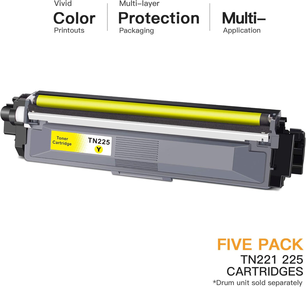 Compatible Toner Cartridge Replacement for Brother TN221 TN225, 5 Pack B2180