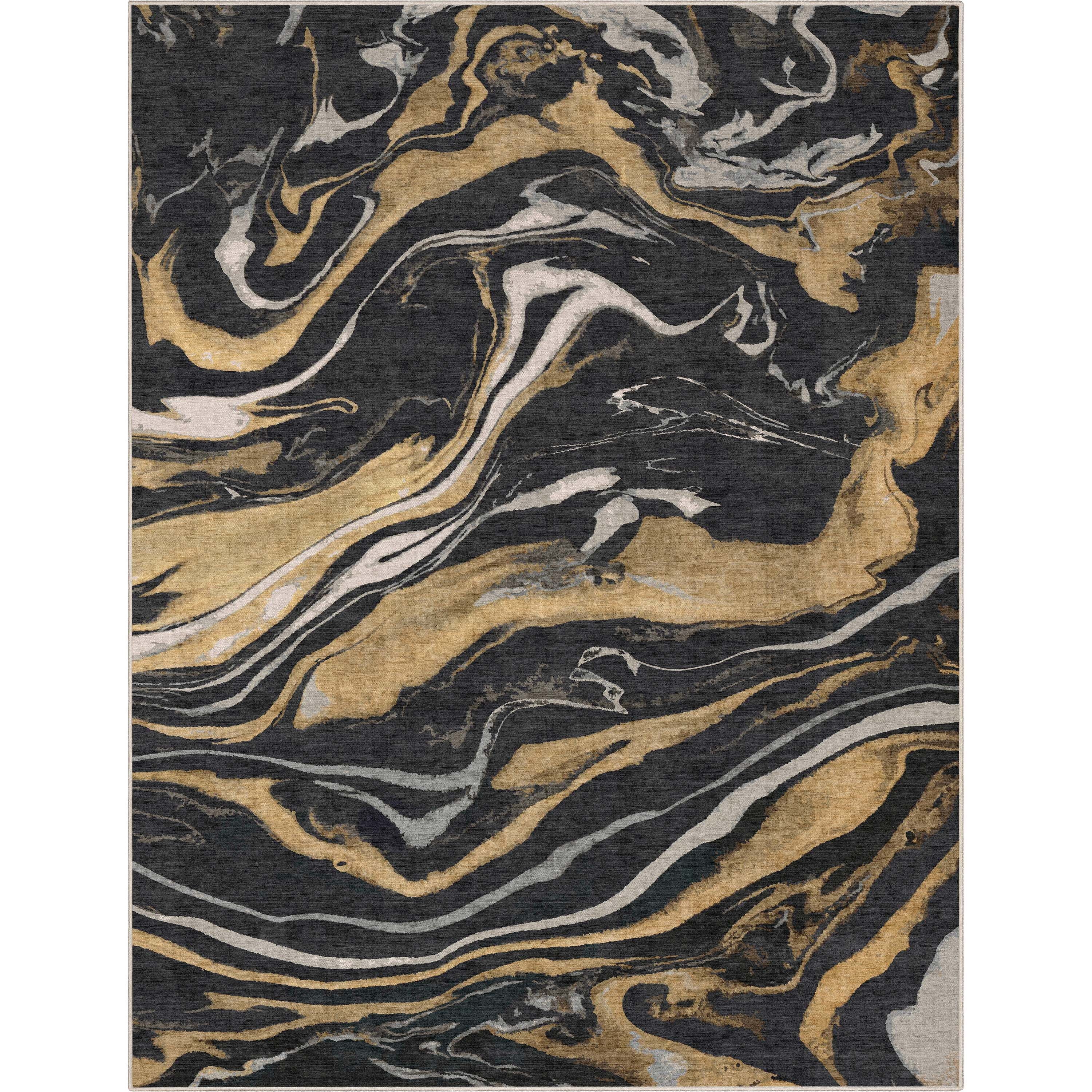 Black Gold Flatweave Area Rug W901682