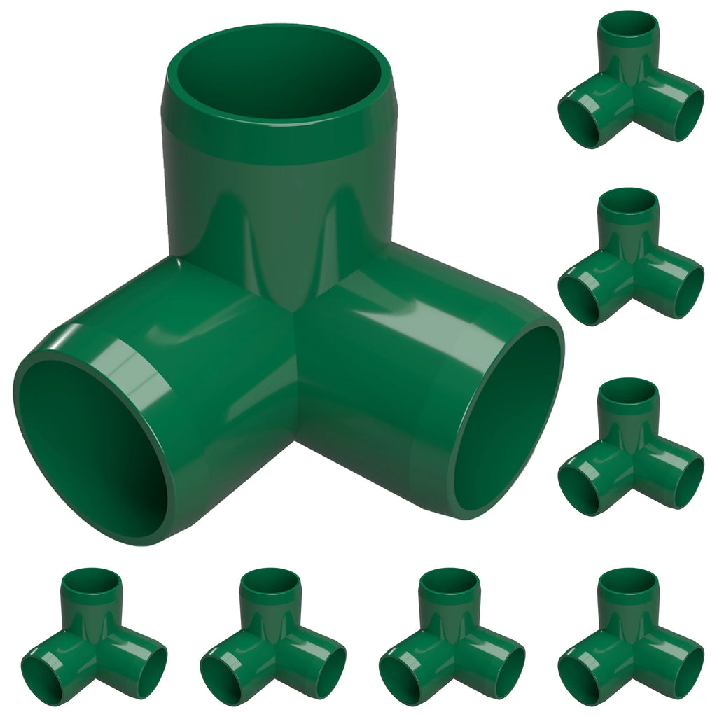 3/4" Size Green 3-Way Elbow PVC Fitting 8-Pack G698