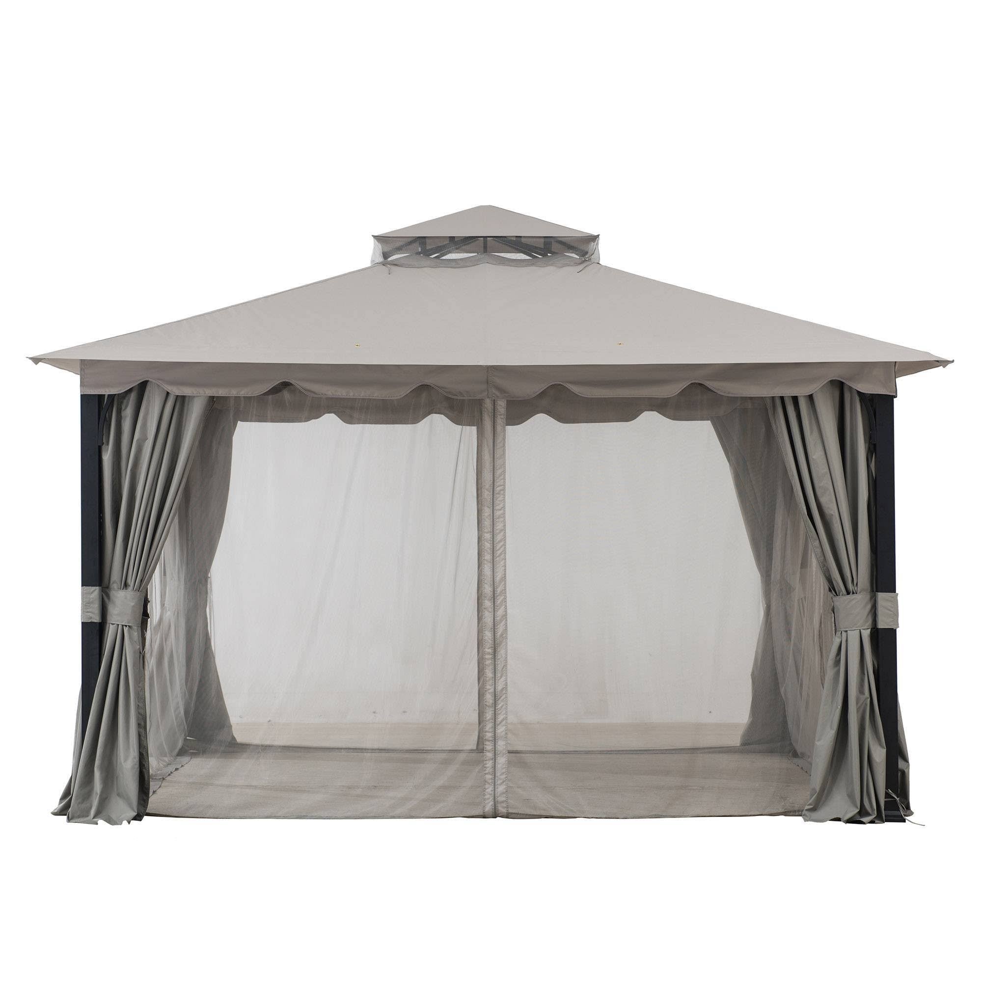 10x11 ft. Steel Gazebo with 2-Tier Hip Roof, Gray N368400