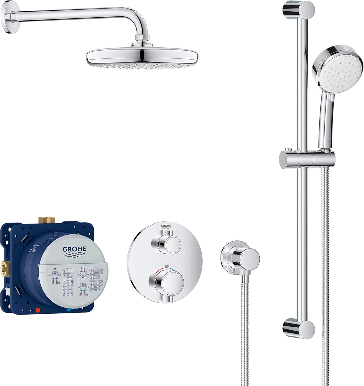 Grohtherm Cube Shower Set with Tempesta 210, Starlight Chrome V76564
