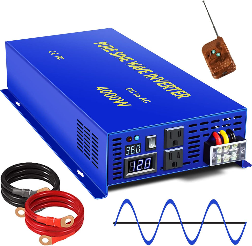 4000W Pure Sine Wave Power Converter with Wireless Remote Control X731507