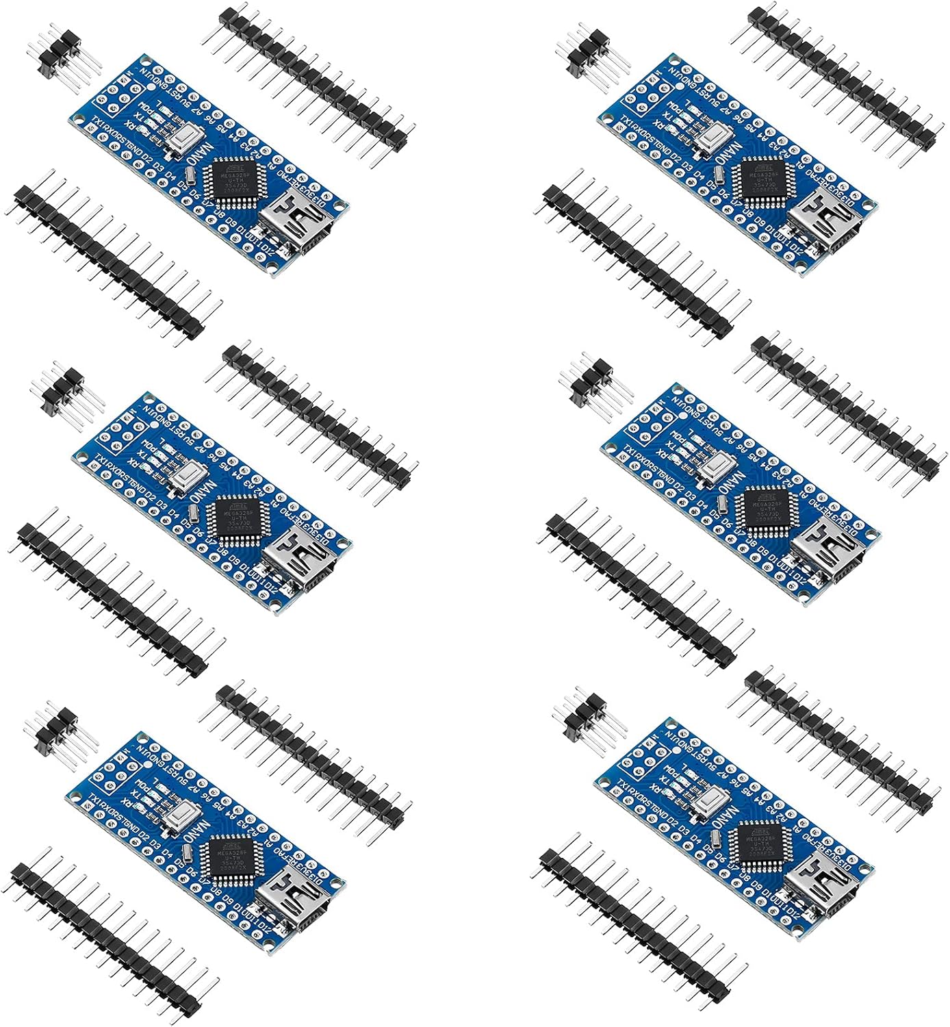 6 Pieces ATmega328P Nano Board with Pin Headers Z353