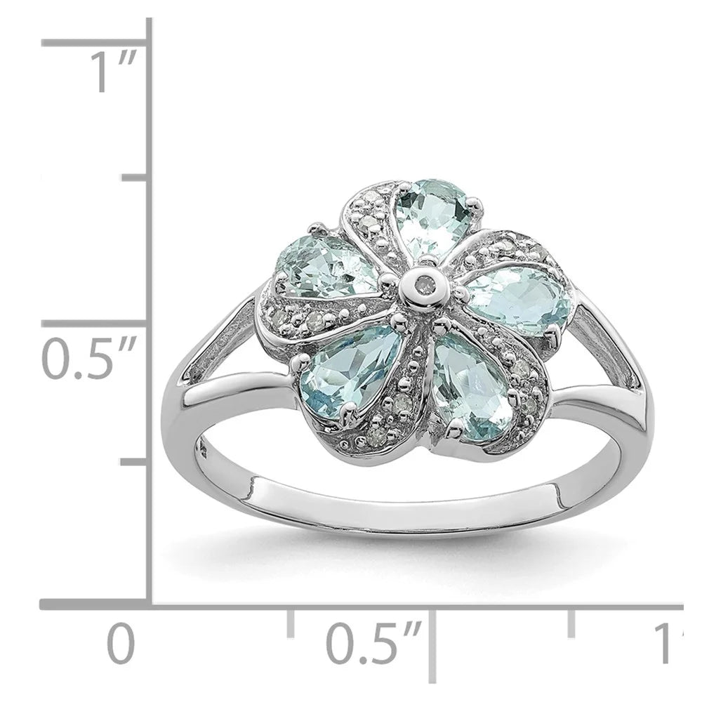 Rhodium Aquamarine Diamond Ring V175312