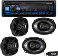 Bluetooth Receiver and Two Pairs of 6x9" Three-Way Coaxial Speakers W7873
