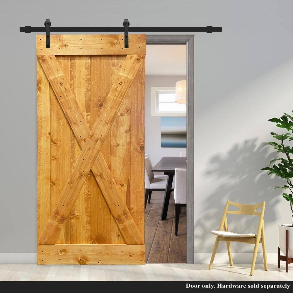 Solid Knotty Pine Wood Interior Sliding Barn Door Slab F328666