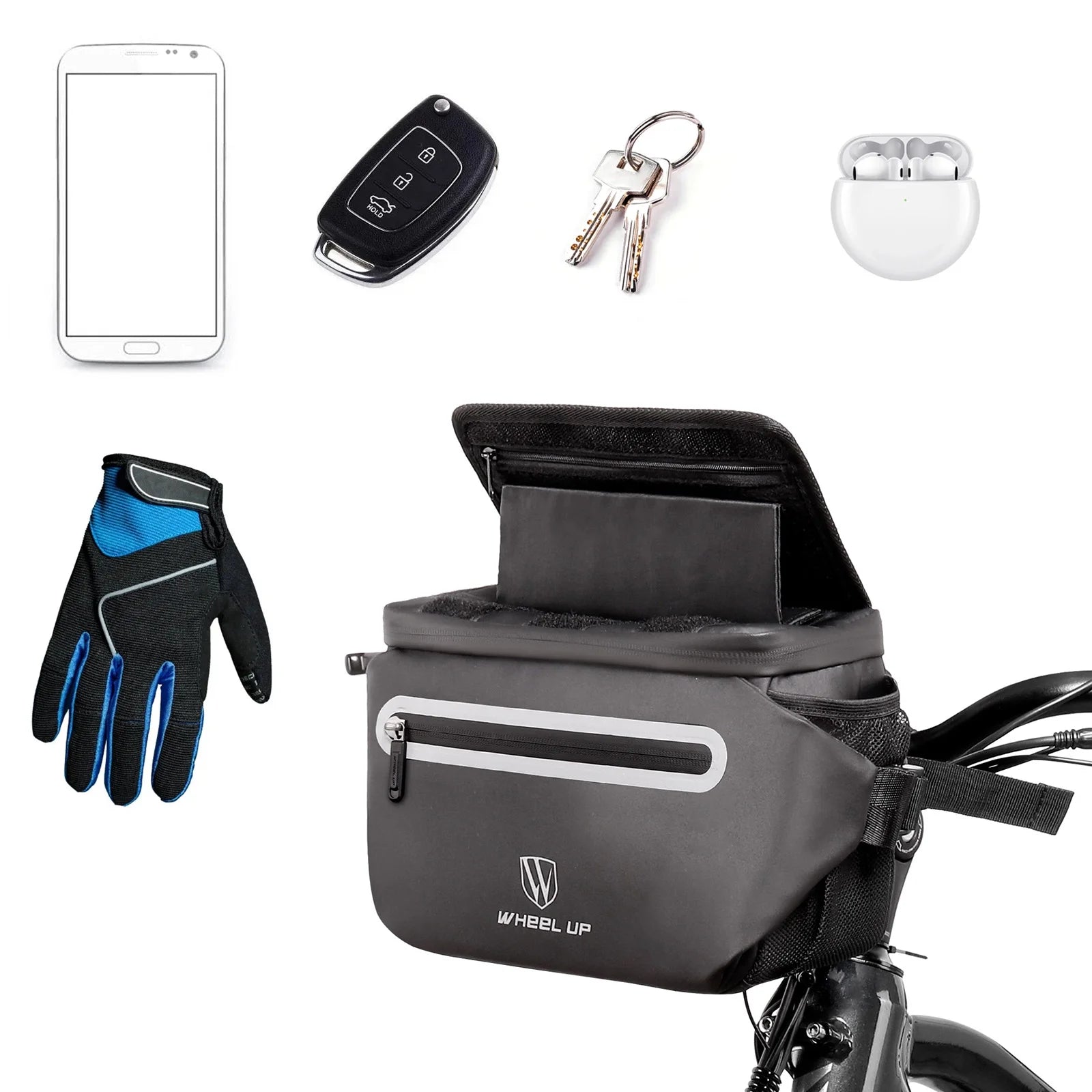 Large Front Storage Bike Handlebar Bag with Touchscreen Phone Holder O966807