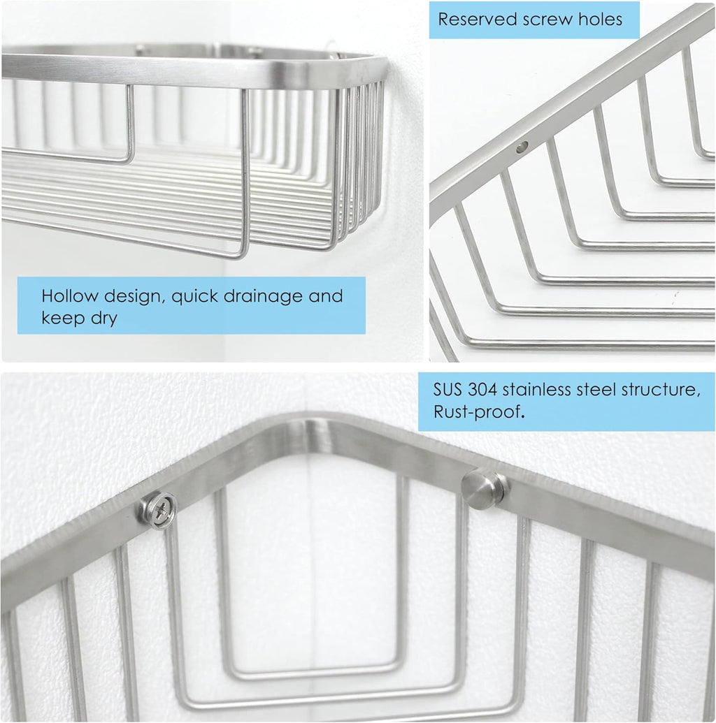 Brushed Nickel SUS304 Stainless Steel Corner Shower Caddy Basket L503