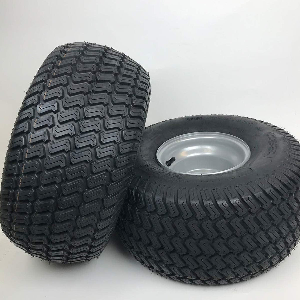 Silver 20x10.00-8 Lawn Mower Tire and Rim Set of 2 H2715