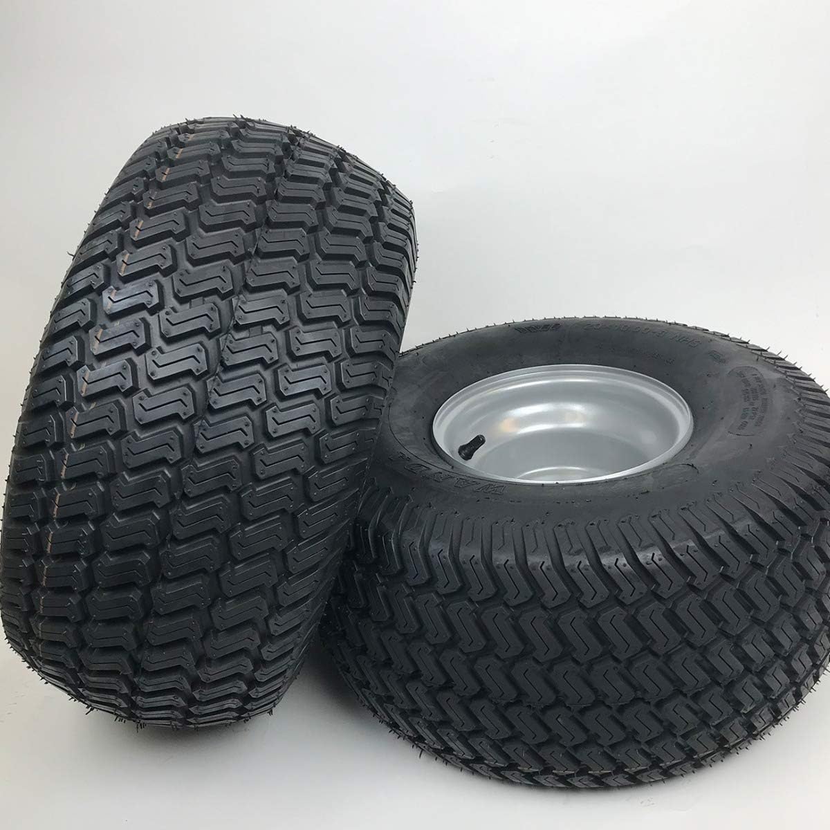 Silver 20x10.00-8 Lawn Mower Tire and Rim Set of 2 H2715