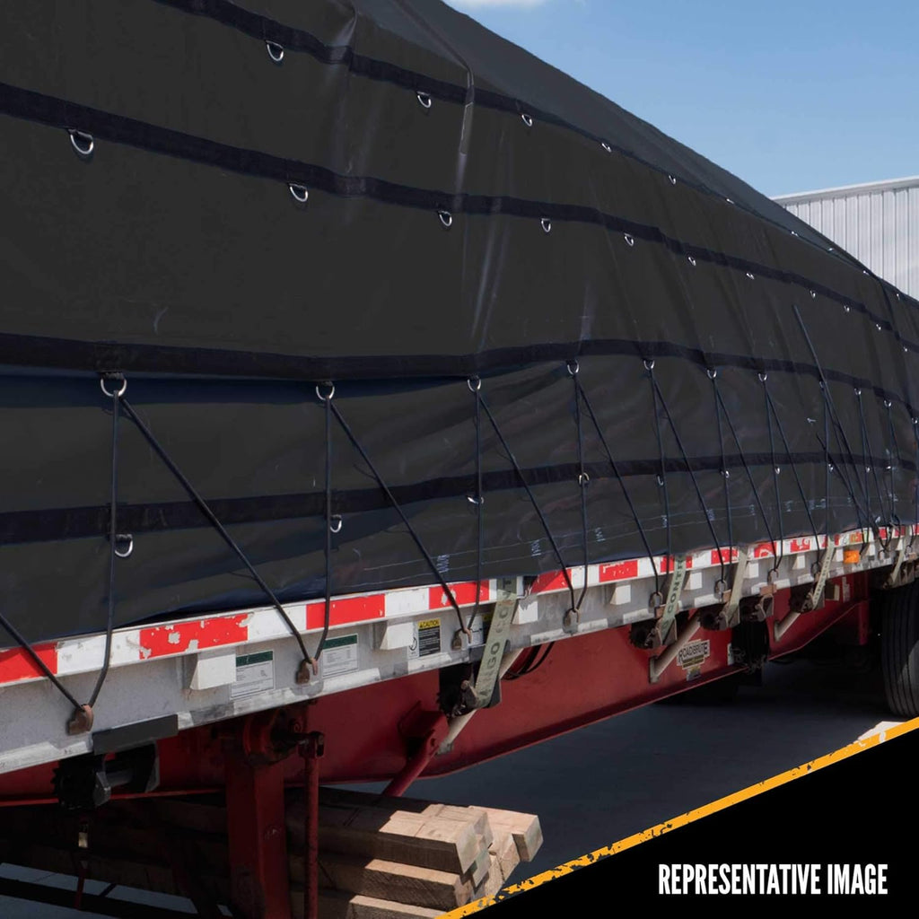 Heavy Duty 24 Feet x 18 Feet Black Lumber Tarp with 8 Foot Drop and Flap H621561
