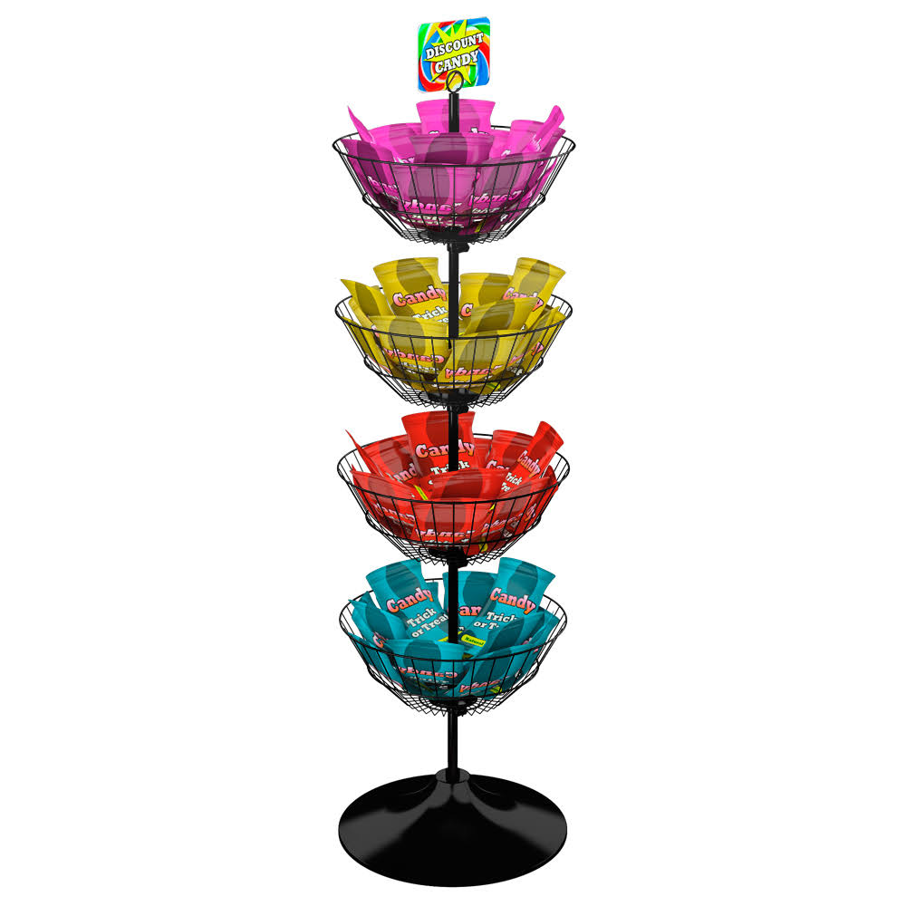 Round Floor Dump Bin Display with Four Baskets Q459