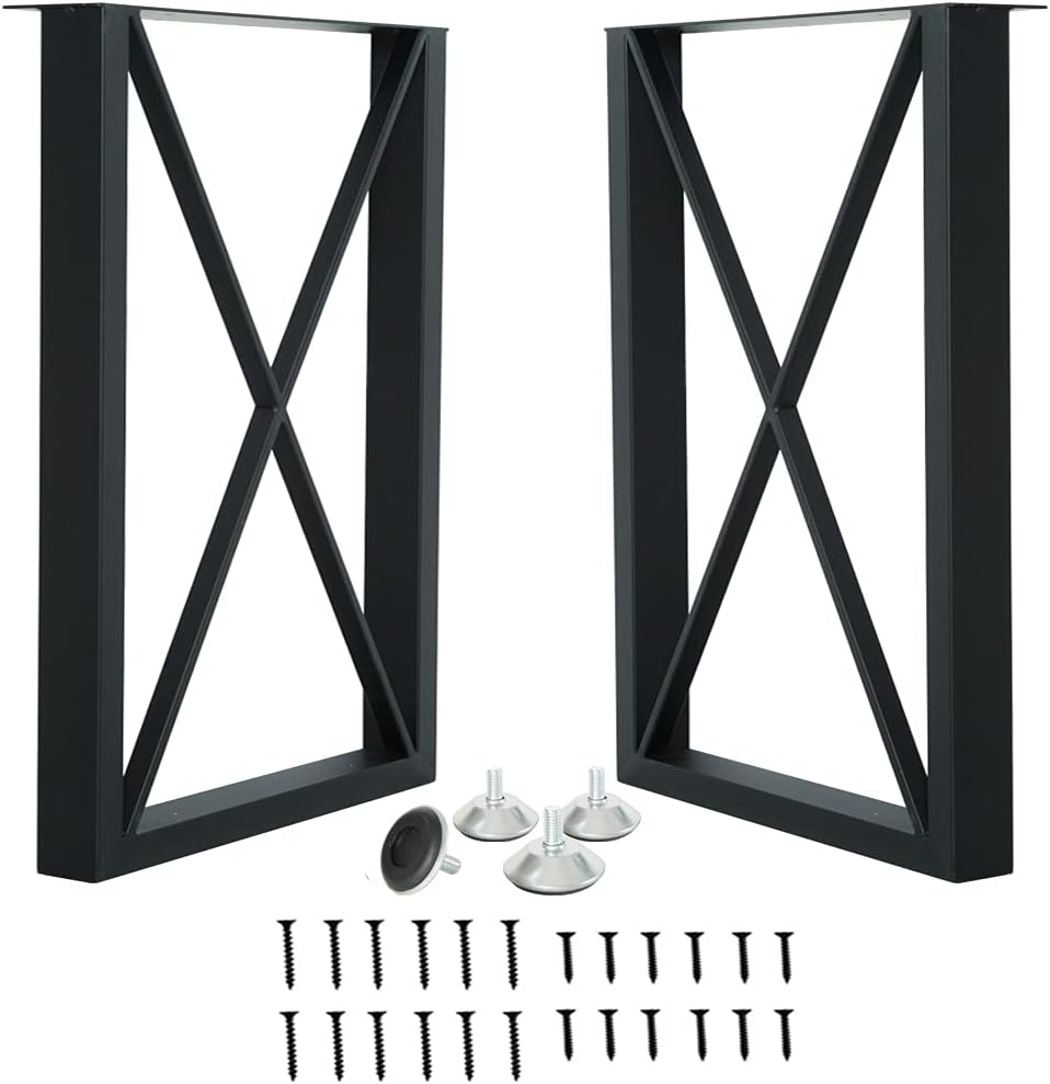 2 Pcs Cast Iron Square Tube Desk Legs 28” Height 20” Wide U992536